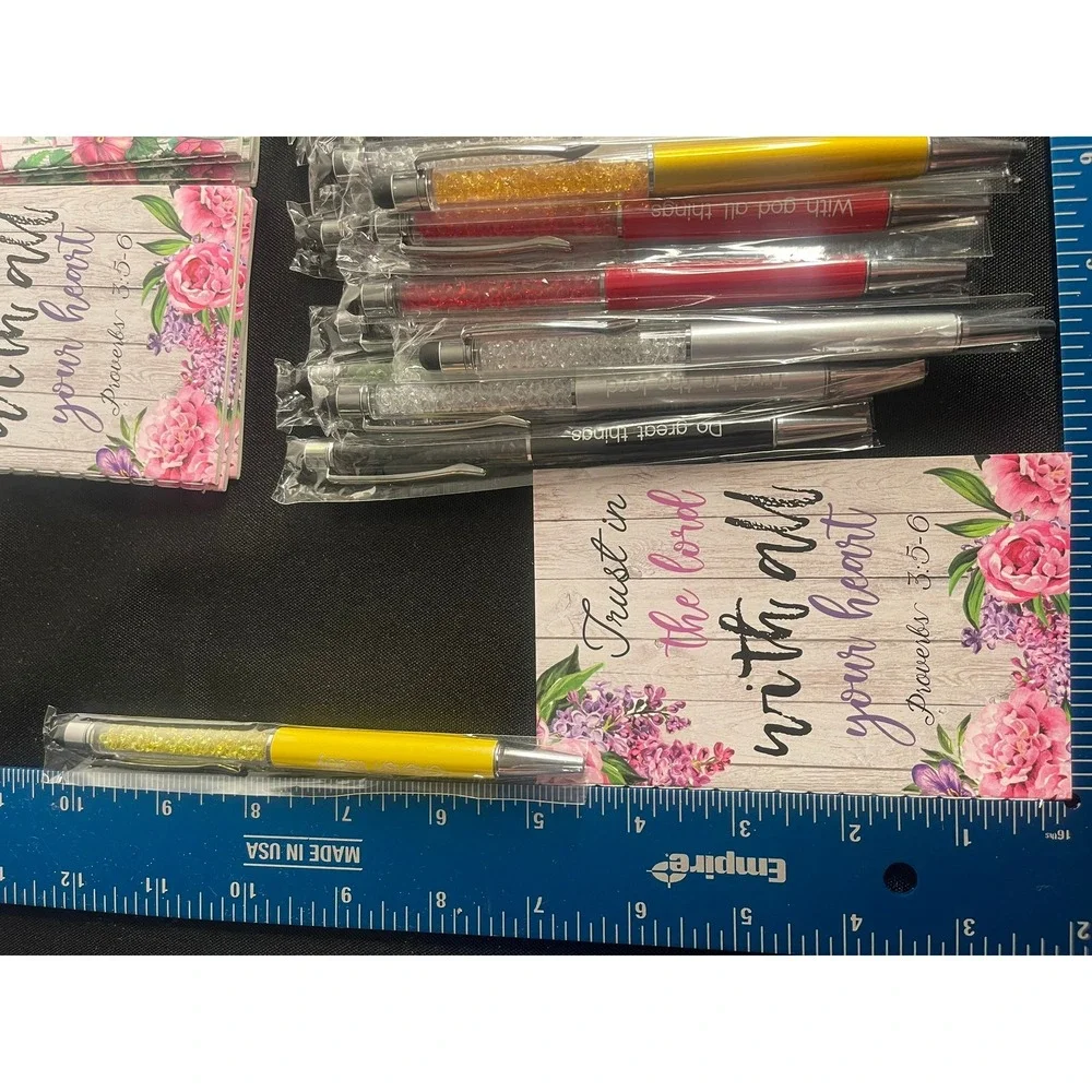 Christian Stationery Set Floral Scripture Mini Notebooks Crystal Pens Cross Mark